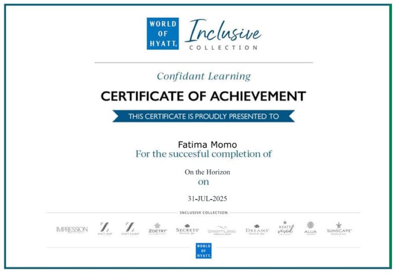Certificado de logro de la colección inclusiva de World of Hyatt en español.